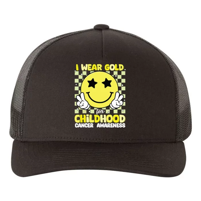 I Wear Gold For Childhood Cancer Awareness Yupoong Adult 5-Panel Trucker Hat