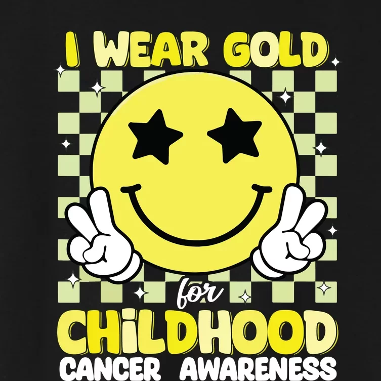 I Wear Gold For Childhood Cancer Awareness Women's Crop Top Tee