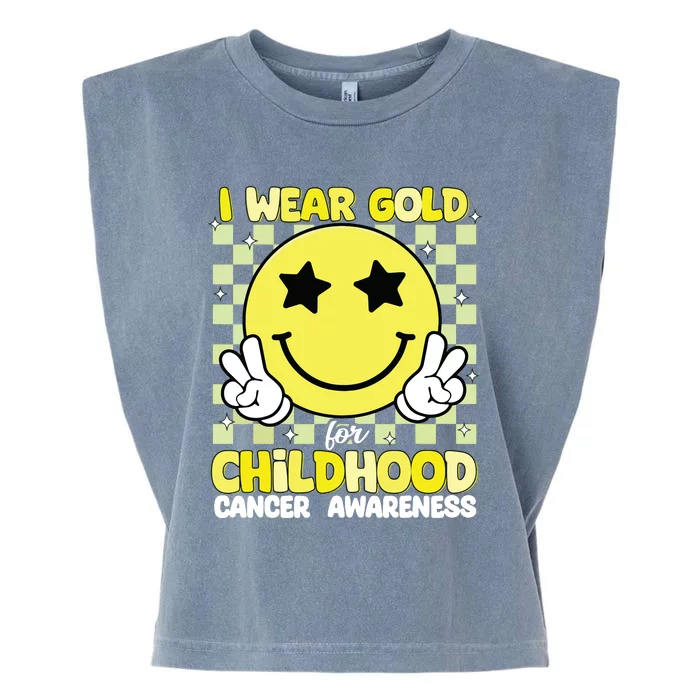 I Wear Gold For Childhood Cancer Awareness Garment-Dyed Women's Muscle Tee