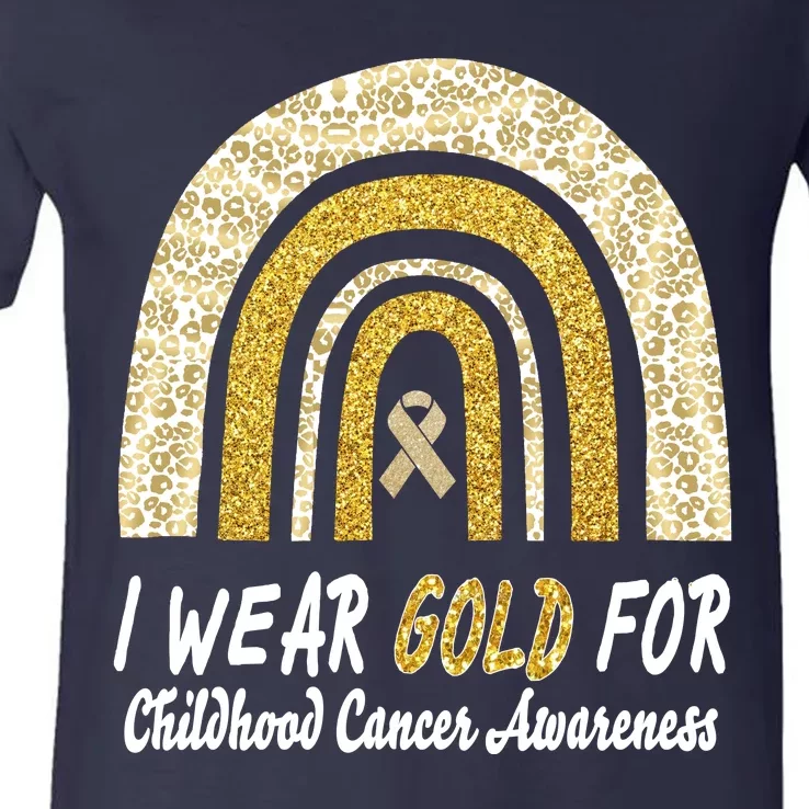 I Wear Gold Boho Gold And Leopard Pint Rainbow V-Neck T-Shirt