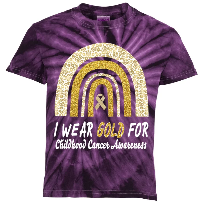 I Wear Gold Boho Gold And Leopard Pint Rainbow Kids Tie-Dye T-Shirt