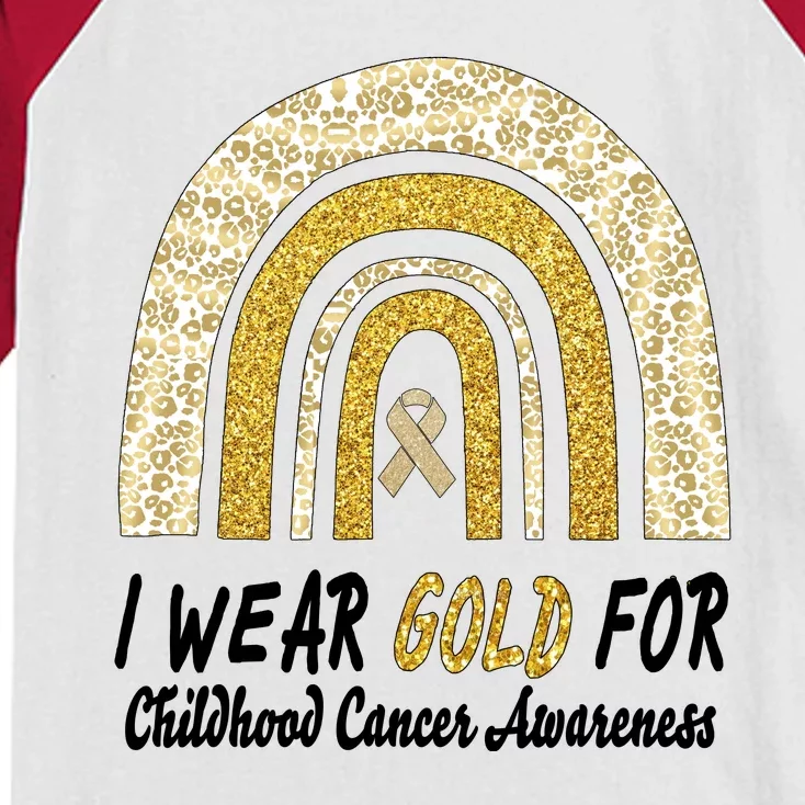 I Wear Gold Boho Gold And Leopard Pint Rainbow Kids Colorblock Raglan Jersey