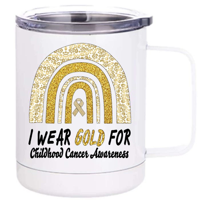 I Wear Gold Boho Gold And Leopard Pint Rainbow Front & Back 12oz Stainless Steel Tumbler Cup