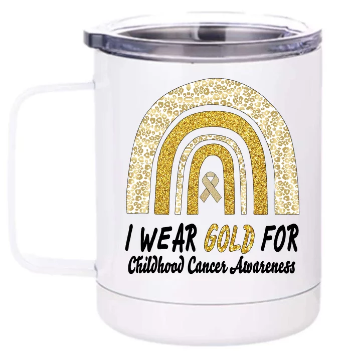 I Wear Gold Boho Gold And Leopard Pint Rainbow Front & Back 12oz Stainless Steel Tumbler Cup