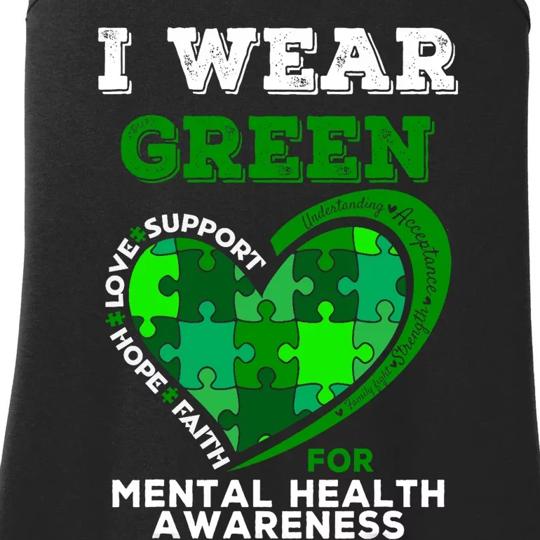 I Wear Green For Mental Health Awareness End The Stigma Ladies Essential Tank