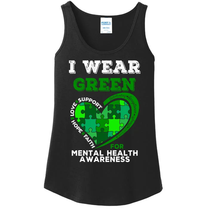 I Wear Green For Mental Health Awareness End The Stigma Ladies Essential Tank