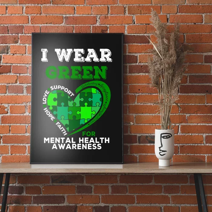 I Wear Green For Mental Health Awareness End The Stigma Poster