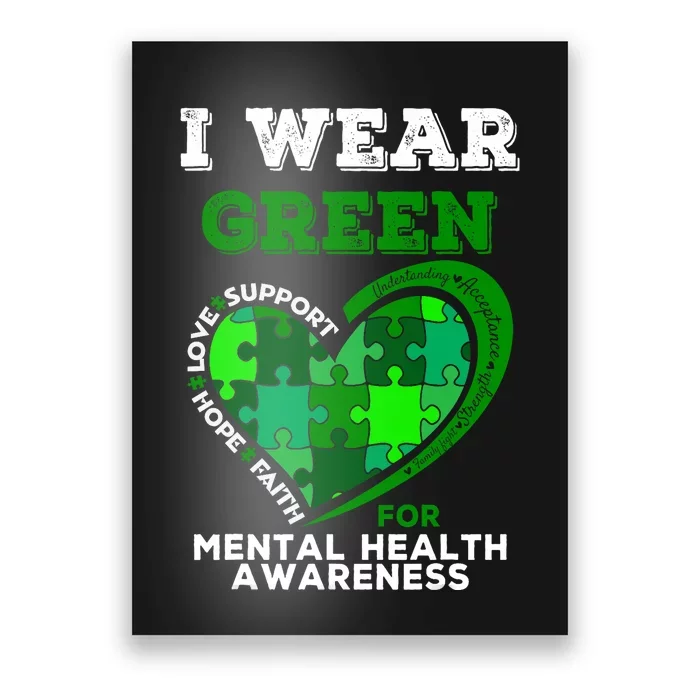 I Wear Green For Mental Health Awareness End The Stigma Poster