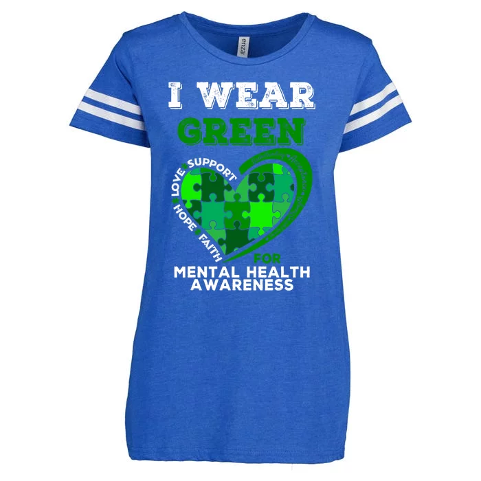 I Wear Green For Mental Health Awareness End The Stigma Enza Ladies Jersey Football T-Shirt