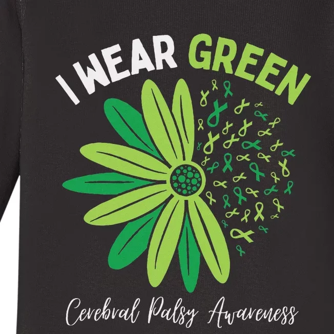 I Wear Green For My Daughter Cerebral Palsy Awareness Baby Long Sleeve Bodysuit