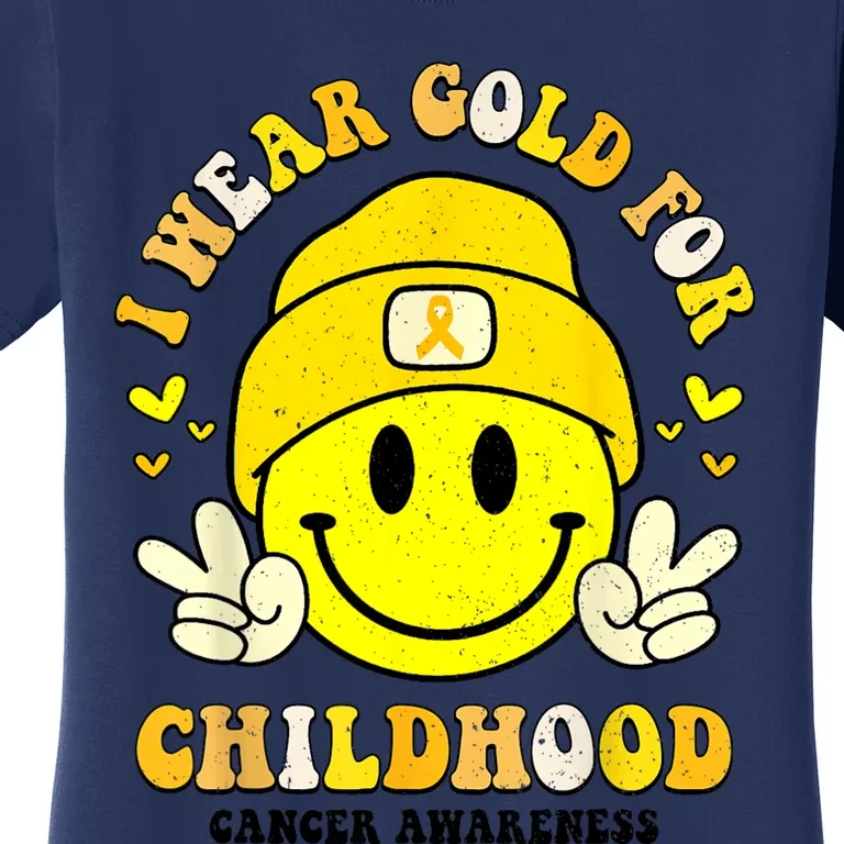 I Wear Gold Cute Smile Face For Childhood Cancer Awareness Women's T-Shirt