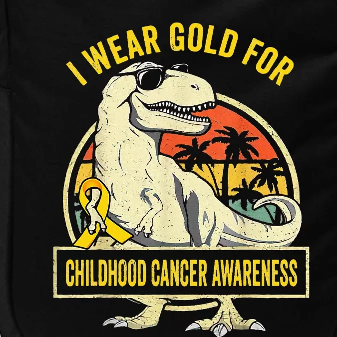 I Wear Gold For Childhood Cancer Awareness Dinosaur Impact Tech Backpack