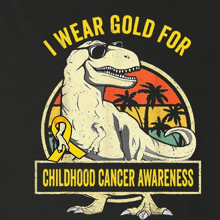 I Wear Gold For Childhood Cancer Awareness Dinosaur Toddler Long Sleeve Shirt