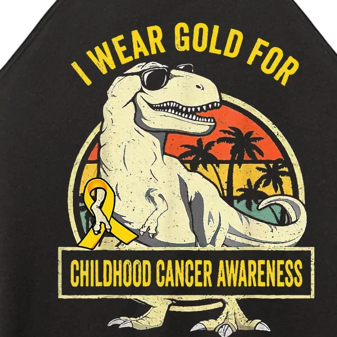 I Wear Gold For Childhood Cancer Awareness Dinosaur Women’s Perfect Tri Rocker Tank