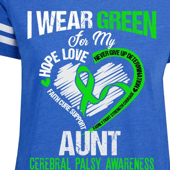 I Wear Green For My Aunt Cerebral Palsy Green Ribbon Gift Enza Ladies Jersey Football T-Shirt