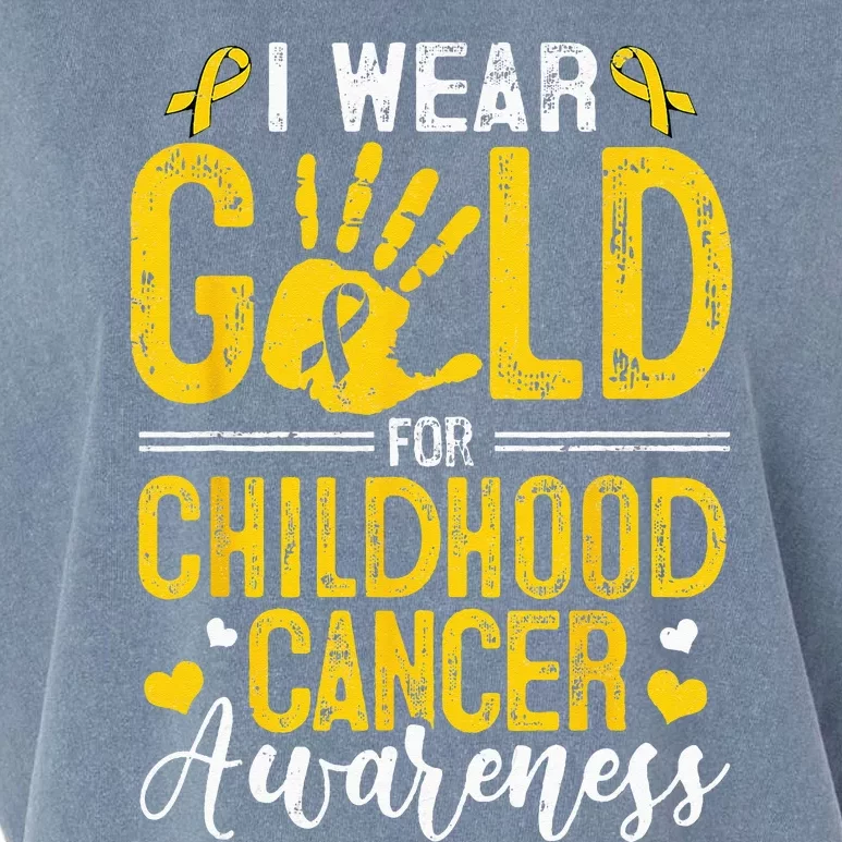 I Wear Gold For Childhood Cancer Awareness Golden Ribbon Garment-Dyed Women's Muscle Tee