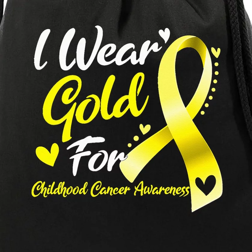 I Wear Gold For Childhood Cancer Awareness Drawstring Bag