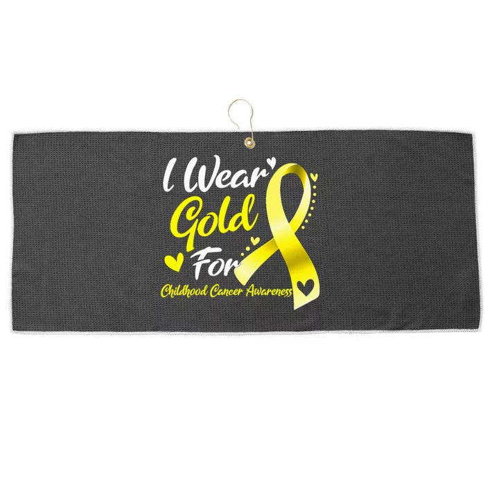 I Wear Gold For Childhood Cancer Awareness Large Microfiber Waffle Golf Towel