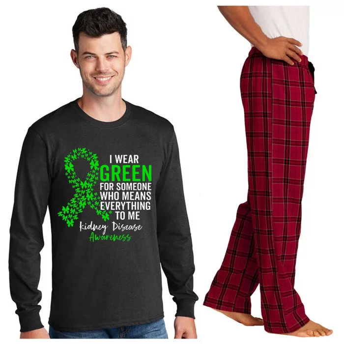 I Wear Green for Kidney Disease Awareness Long Sleeve Pajama Set