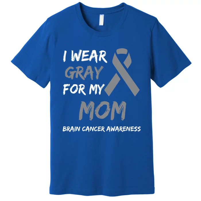 I Wear Gray For My Mom Brain Cancer Awareness Ribbon Family Gift Premium T-Shirt