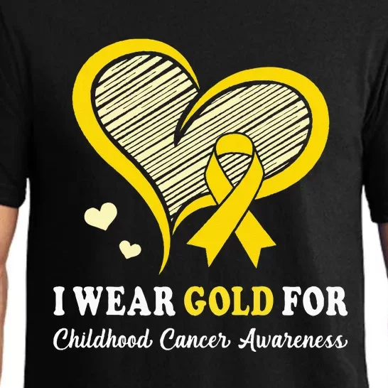 I Wear Gold For Childhood Cancer Hope And Support Cute Heart Pajama Set