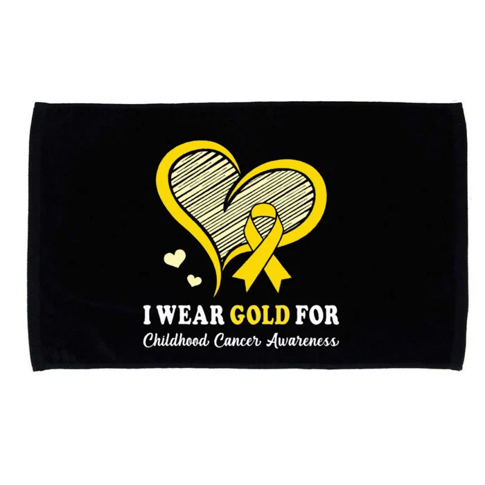 I Wear Gold For Childhood Cancer Hope And Support Cute Heart Microfiber Hand Towel