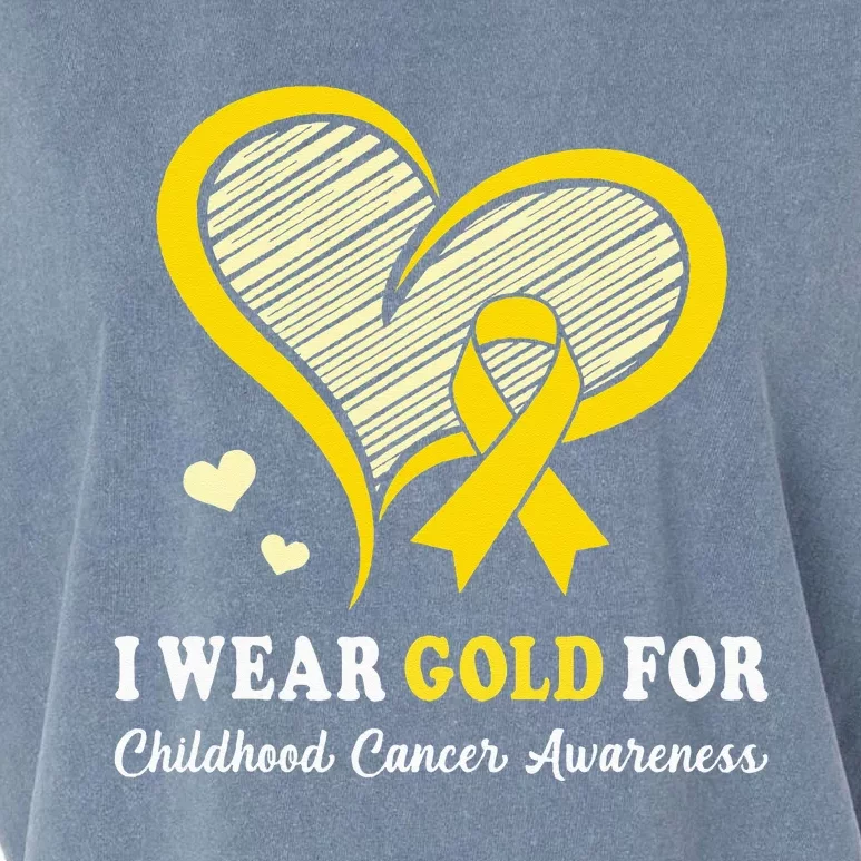 I Wear Gold For Childhood Cancer Hope And Support Cute Heart Garment-Dyed Women's Muscle Tee