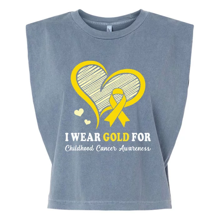 I Wear Gold For Childhood Cancer Hope And Support Cute Heart Garment-Dyed Women's Muscle Tee