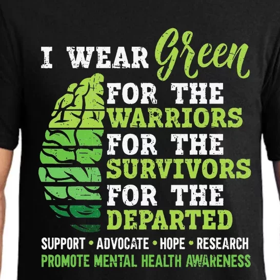 I Wear Green For Mental Health Awareness Fight The Stigma Pajama Set