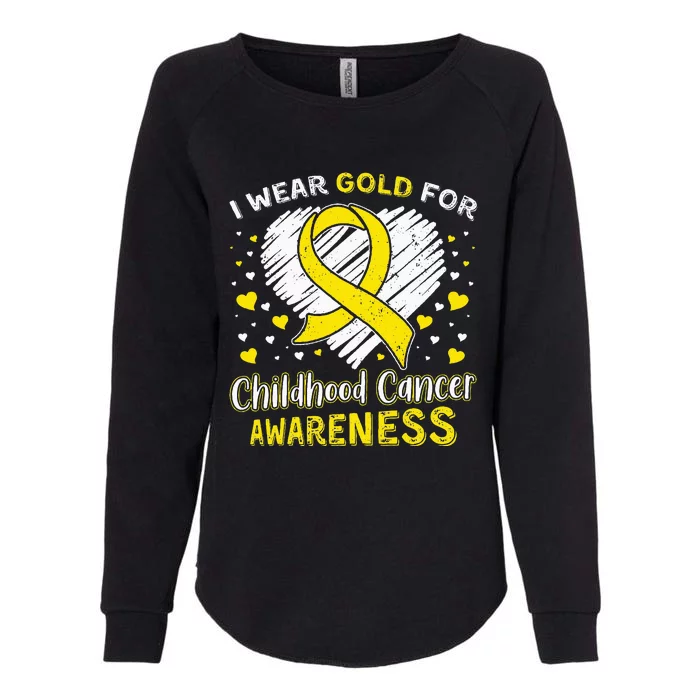 I Wear Gold For Childhood Golden Ribbon Cancer Awareness Womens California Wash Sweatshirt