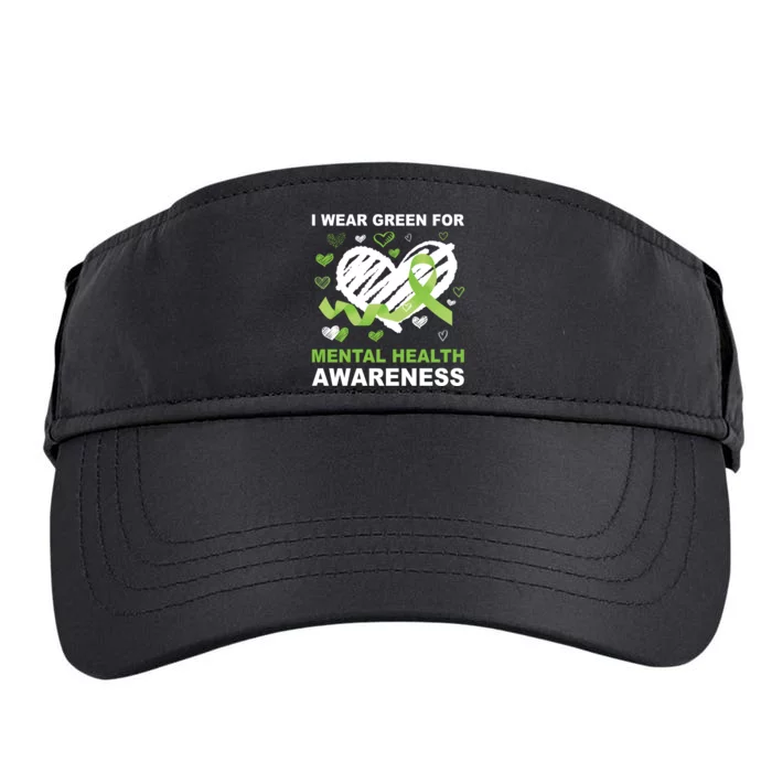 I Wear Green For Mental Health Awareness Ribbon Heart Adult Drive Performance Visor