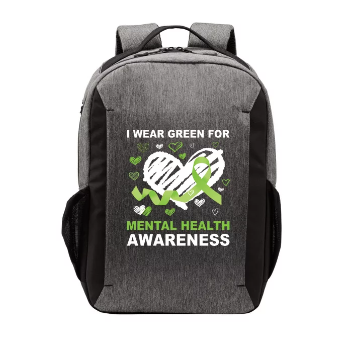 I Wear Green For Mental Health Awareness Ribbon Heart Vector Backpack