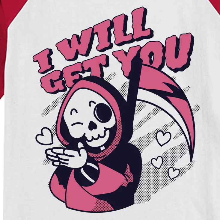 I Will Get You Grim Reaper Cute Gift Kids Colorblock Raglan Jersey