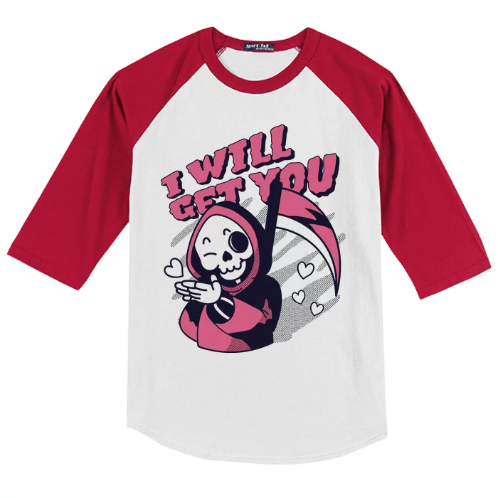 I Will Get You Grim Reaper Cute Gift Kids Colorblock Raglan Jersey