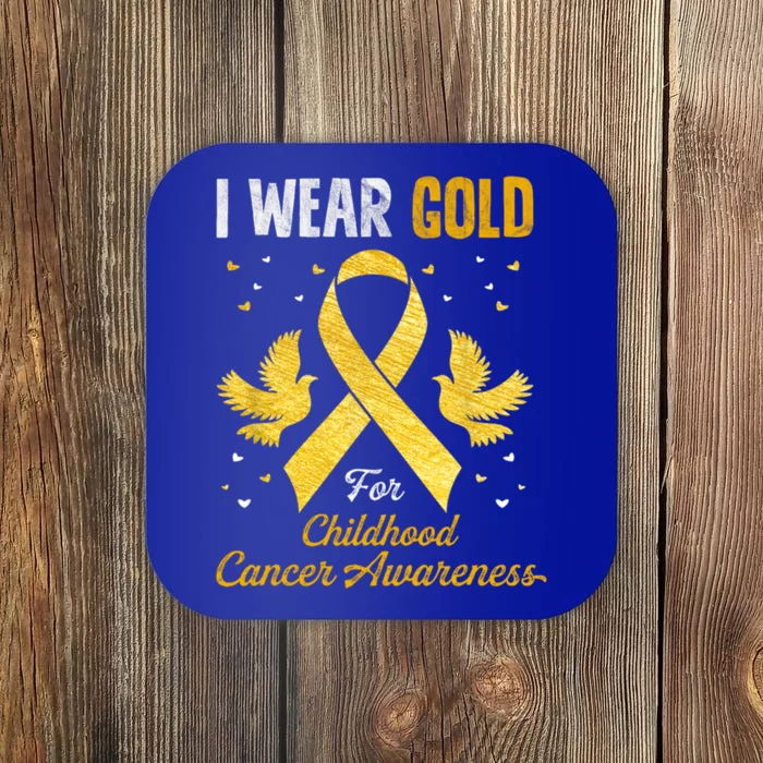 I Wear Gold Hood Cancer Awareness Golden Ribbon Gift Coaster