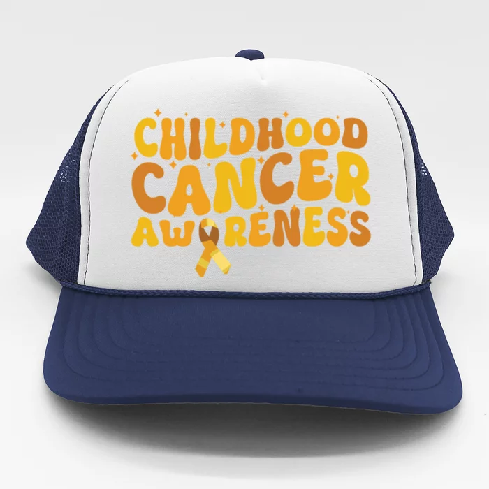 I Wear Gold For Warrior Survivors Hood Cancer Awareness Cool Gift Trucker Hat