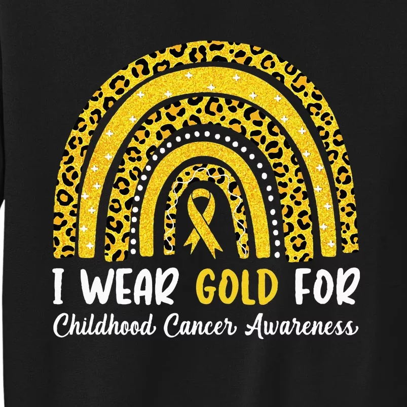 I Wear Gold For Childhood Cancer Awareness Rainbow Leopard Sweatshirt