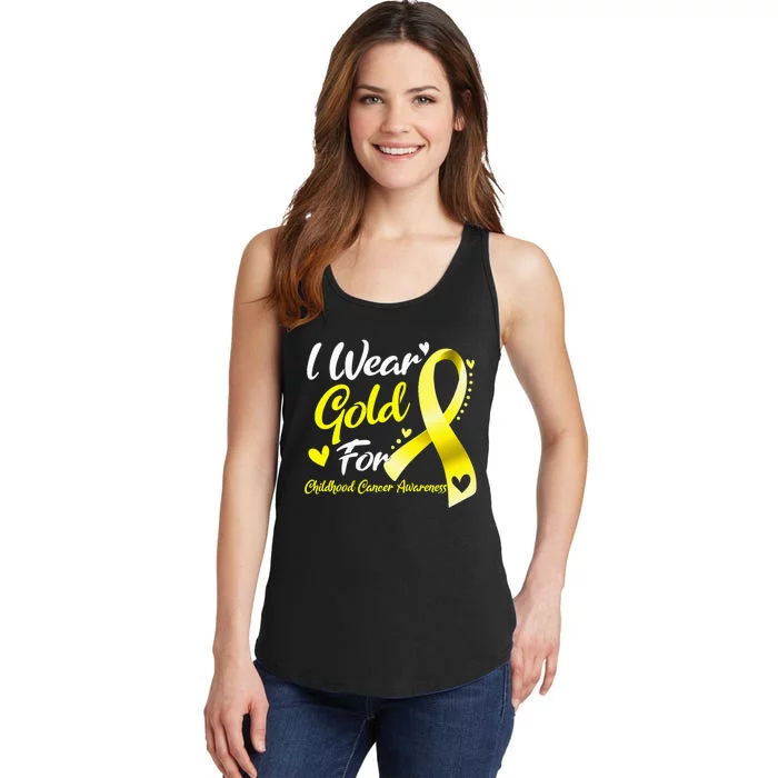 I Wear Gold For Childhood Cancer Awareness Ladies Essential Tank