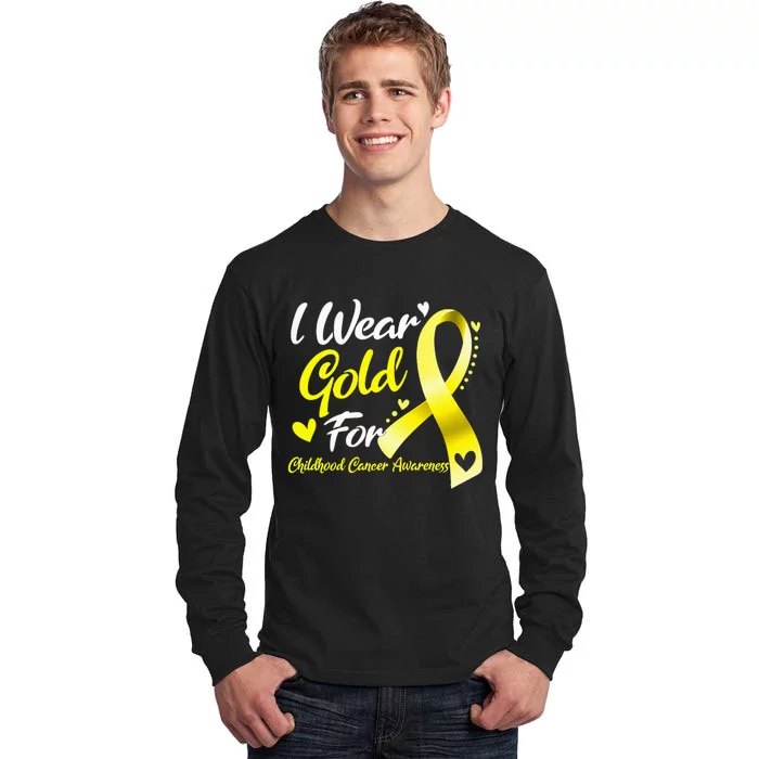 I Wear Gold For Childhood Cancer Awareness Tall Long Sleeve T-Shirt