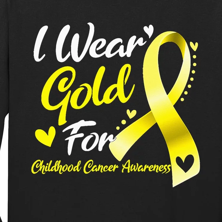 I Wear Gold For Childhood Cancer Awareness Tall Long Sleeve T-Shirt