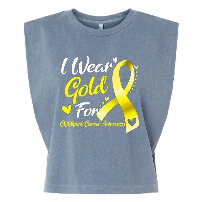 I Wear Gold For Childhood Cancer Awareness Garment-Dyed Women's Muscle Tee