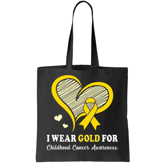 I Wear Gold For Childhood Cancer Hope And Support Cute Heart Tote Bag