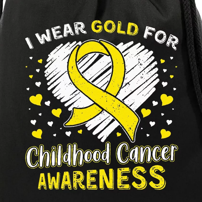 I Wear Gold For Childhood Golden Ribbon Cancer Awareness Drawstring Bag