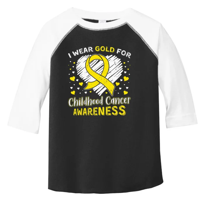 I Wear Gold For Childhood Golden Ribbon Cancer Awareness Toddler Fine Jersey T-Shirt