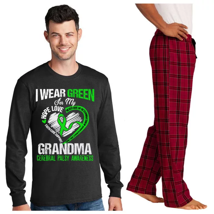 I Wear Green For My Grandma Cerebral Palsy Green Ribbon Cool Gift Long Sleeve Pajama Set