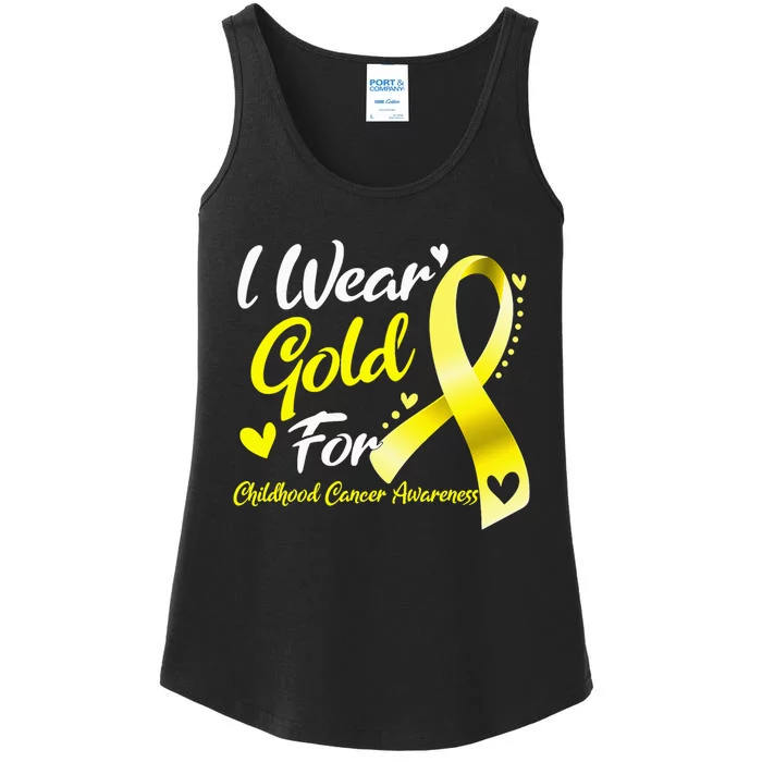 I Wear Gold For Childhood Cancer Awareness Ladies Essential Tank