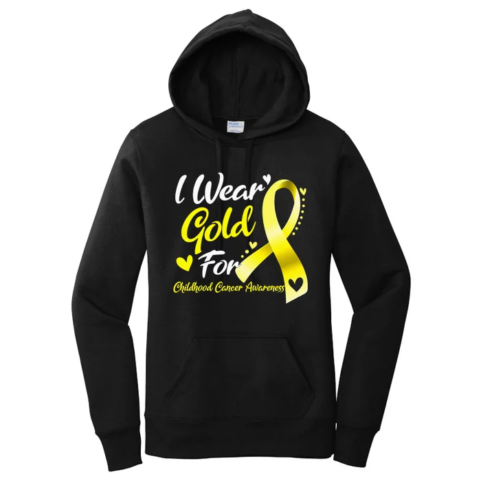 I Wear Gold For Childhood Cancer Awareness Women's Pullover Hoodie