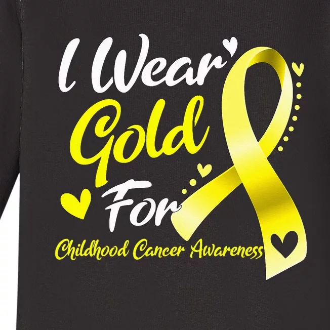 I Wear Gold For Childhood Cancer Awareness Baby Long Sleeve Bodysuit