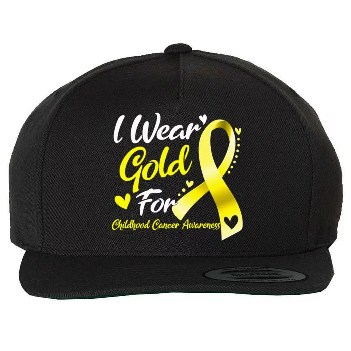 I Wear Gold For Childhood Cancer Awareness Wool Snapback Cap