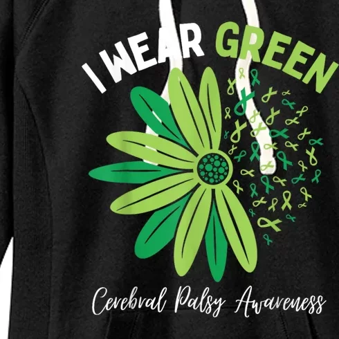 I Wear Green For My Daughter Cerebral Palsy Awareness Women's Fleece Hoodie